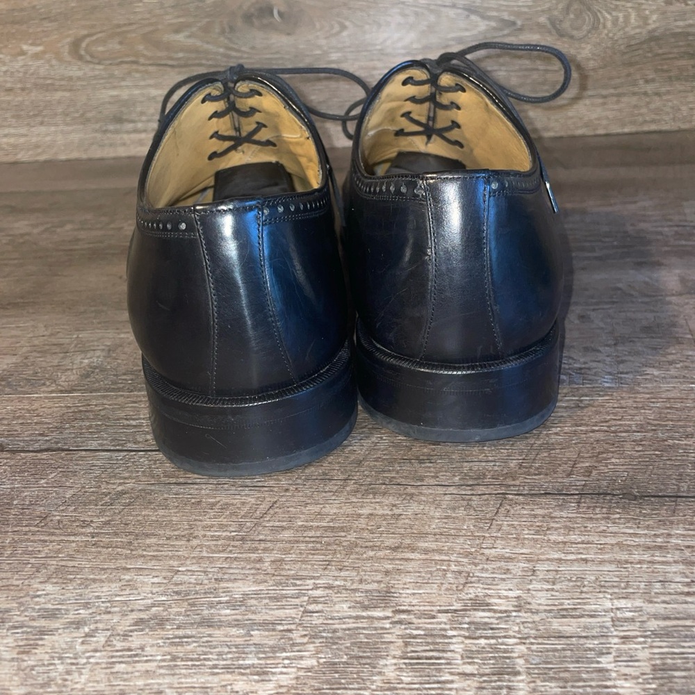 MEZLAN Leather NICOLA Oxfords Dress Shoes Deer Skin Captoe Sz. 9.5 W Black Spain - Picture 4 of 15